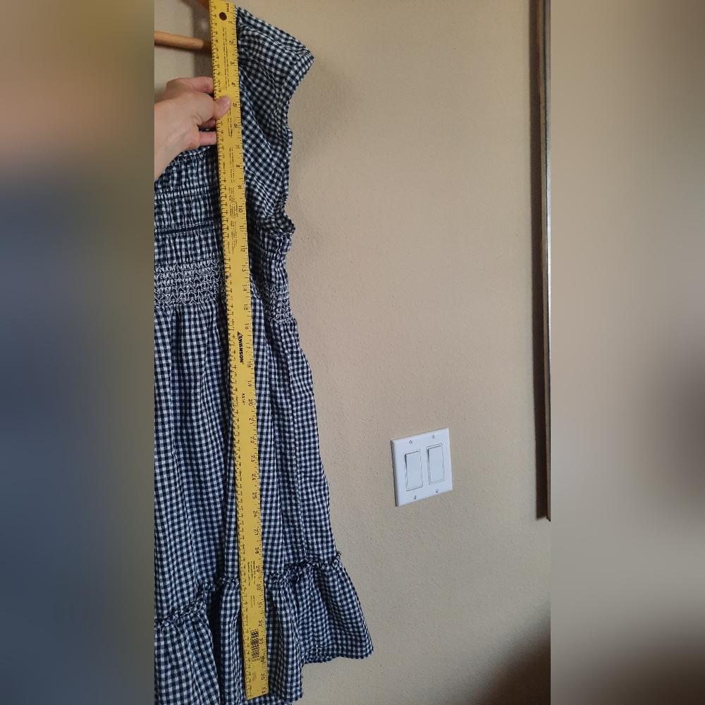 Gingham Ruched Smocked Dress Tiered Sundress - Picture 2 of 7